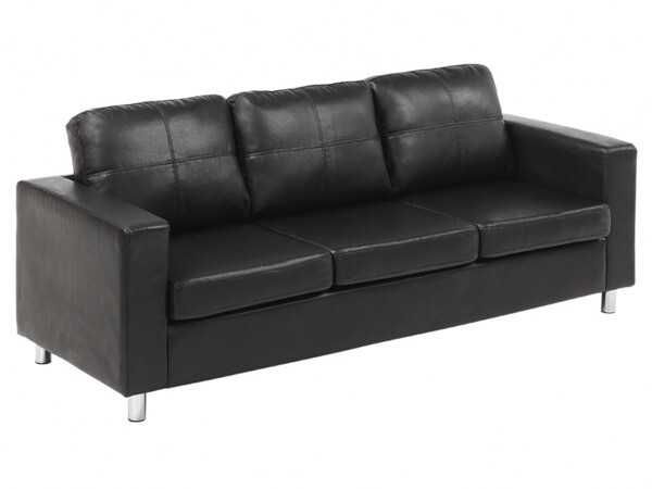 Canapea noua 3 locuri, culoare negra, piele ecologica