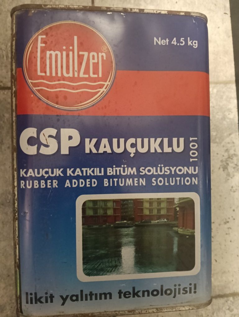 1 cutie la 4.5 kg de Emulzer-  Cauciucat  soluție bituminoasă.