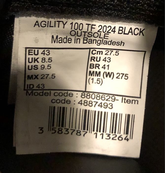 Ghete fotbal Kipsta 100 Turf TF - marime 43, noi, cu eticheta