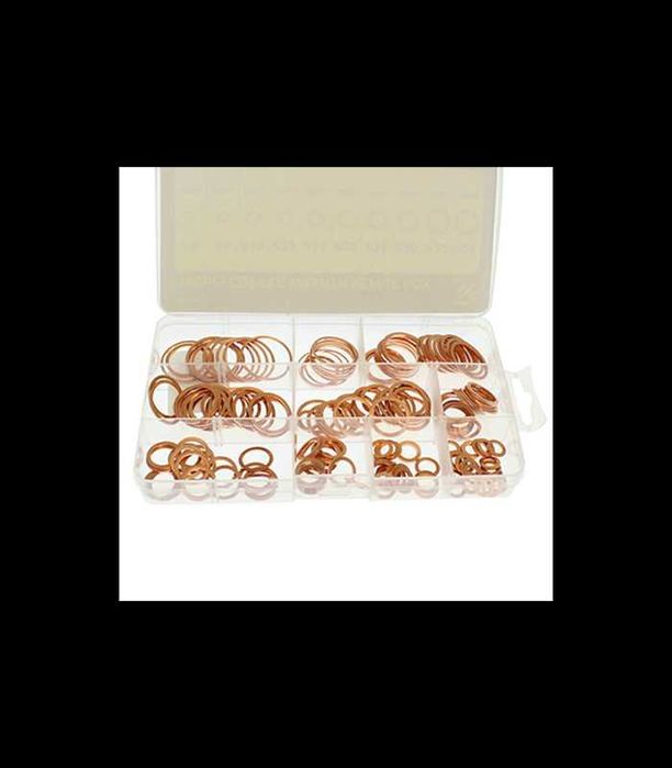 Комплект 180 броя медни дифтунги дихтунги уплътнителни пръстени шайби