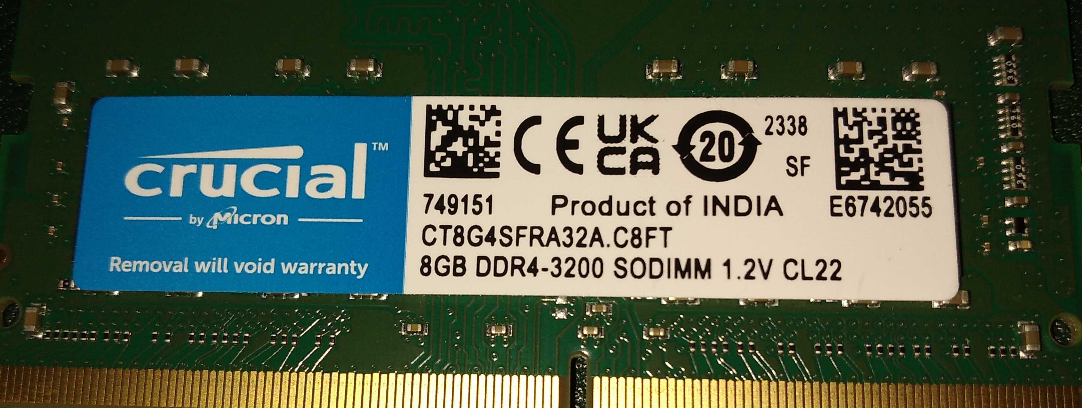 RAM kafolat bilan (Operativ xotira) 8GB DDR4/3200MHz SO-DIMM