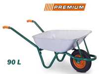 Строителна градинска ръчна количка 90L, плътно колело, PREMIUM (04281)