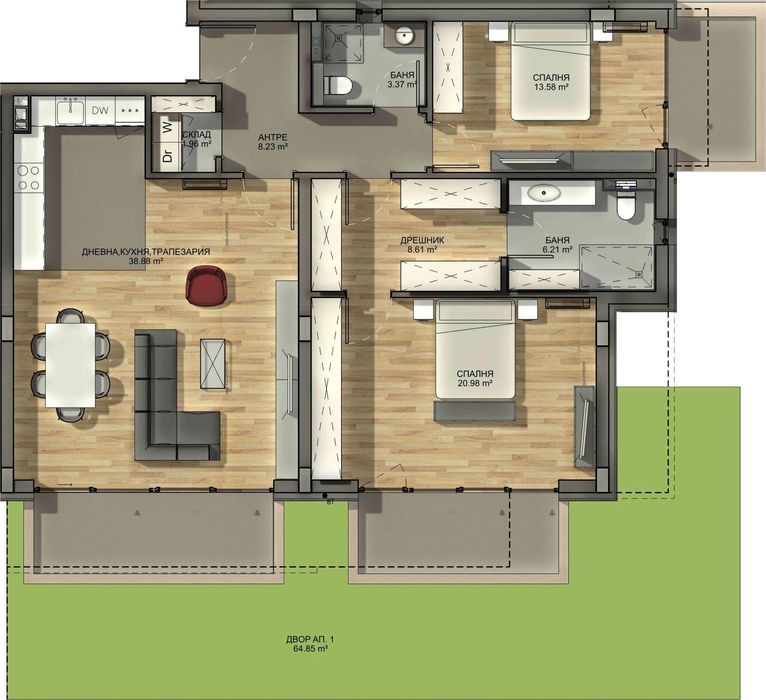 Тристаен за продажба в ж.к. Драгалевци