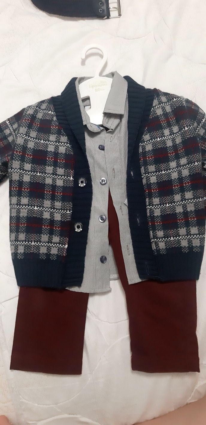 Костюм, Одежда на мальчика набор- тройка , пуловер, рубашка, брюки