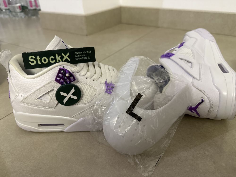 Jordan 4 metallic purple+ tag stockX si shields CADOU