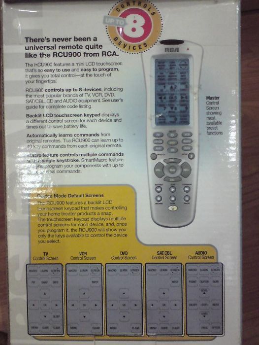 RCA RCU900 8-Device LCD touch screen learning universal remote control