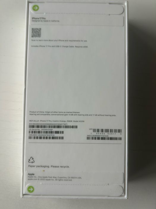 Iphone 17 pro Nou , Sigilat - Cosmic Orange 256 GB