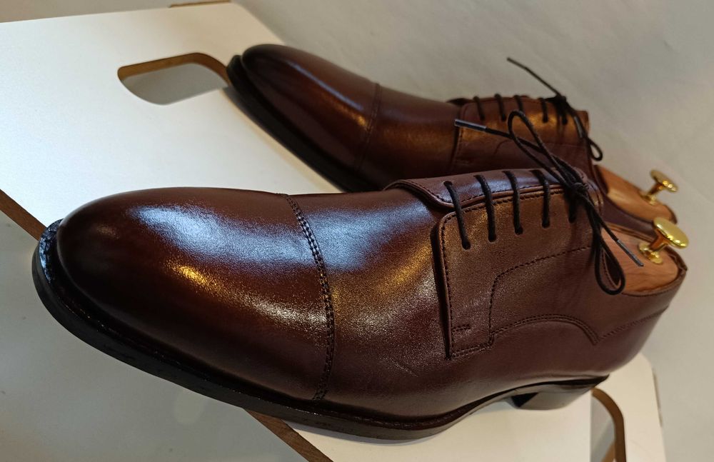 Pantofi derby 44 de lux lucrati manual La Maison Du Chausseur NOI piel