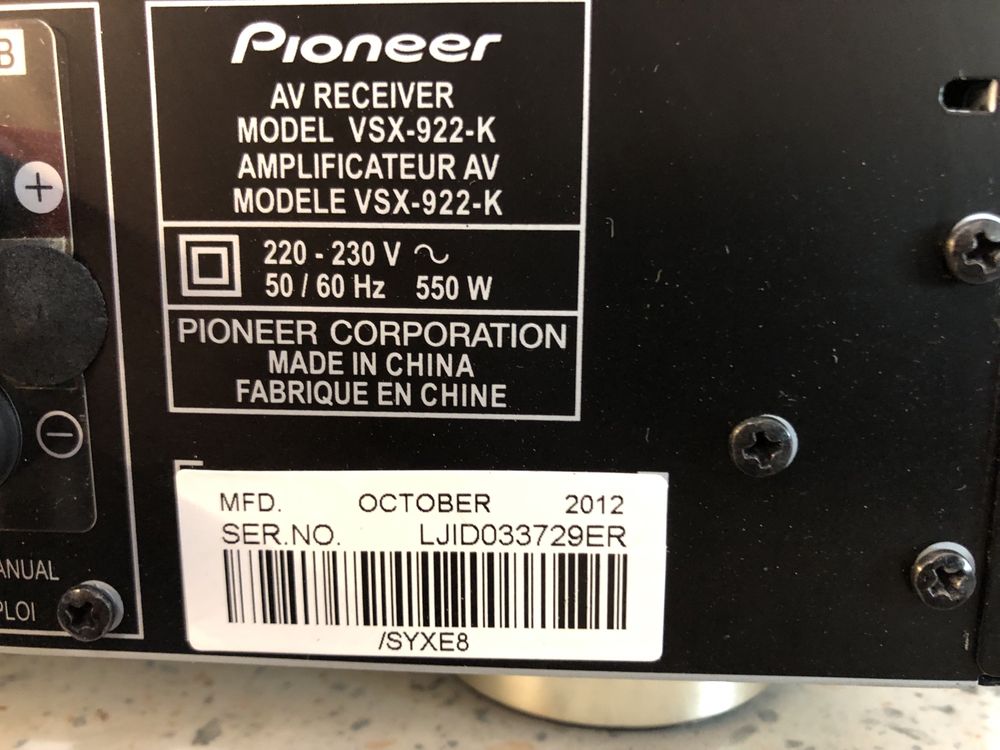 Pioneer VSX-922 resiver