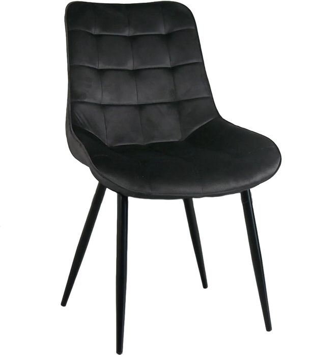Set 4 scaune pentru bucatarie, tapiterie catifea, negru, 40x46x83cm