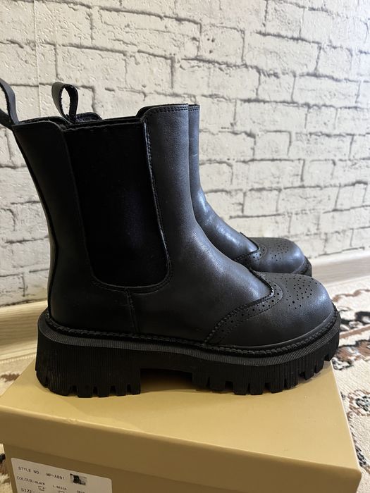 Кожаные сапоги зима