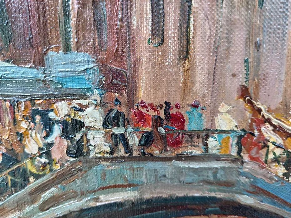 Pictura veche - canal Venetian - semnat indescifrabil