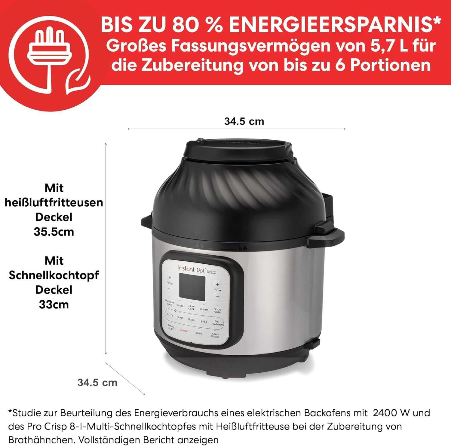 Мултикукър и фритюрник с горещ въздух Instant Pot Duo Crisp 11в1, 5.7L