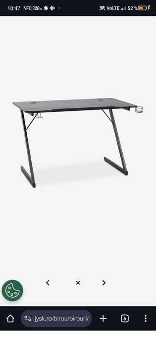 Birou gaming HALSTED 60x120 negru