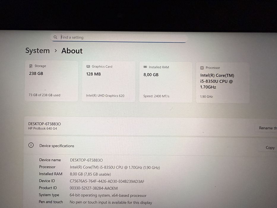 Лаптоп HP 640 G4