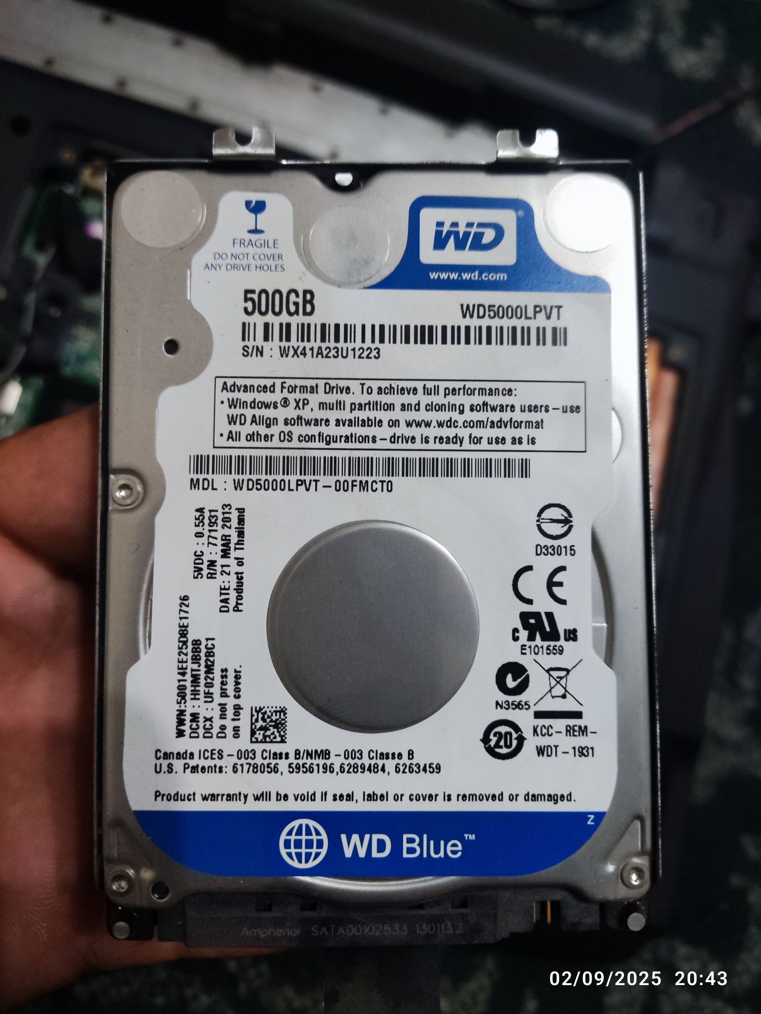Noutbook loptop uchun hdd 500Gb koʻp ishlamagan