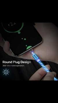 Cablu luminos încărcare rapida iPhone cu mufa magnetica USB- LED
