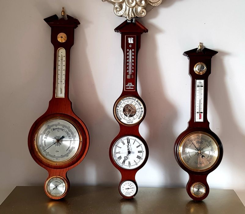 Barometru/termometru/higrometru vechi din lemn masiv