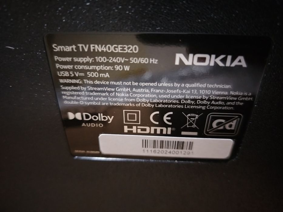 Televizor LED 40" Nokia Full HD, Smart TV, pt piese, ecran lovit