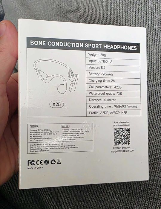 Casti LOBKIN X25 Bone Conduction BT 5.4 - Open Ear (ca Shokz OpenRun)