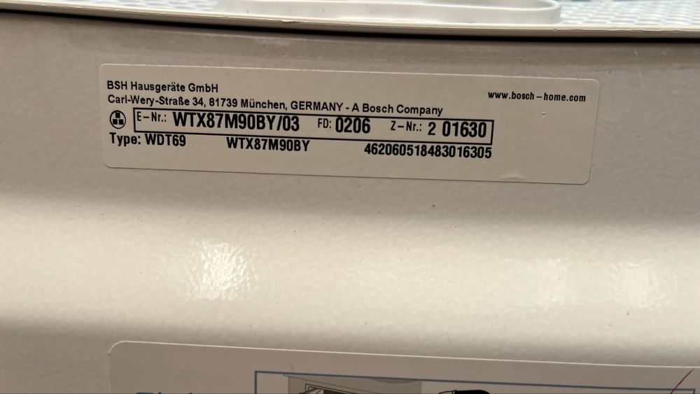 Сушилня Bosch WTX87M90BY