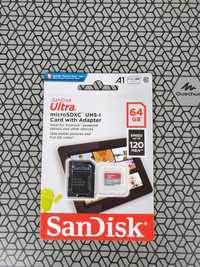Card memorie MicroSD Sandisk Ultra 64GB Clasa 10 Viteza 120MB/s
