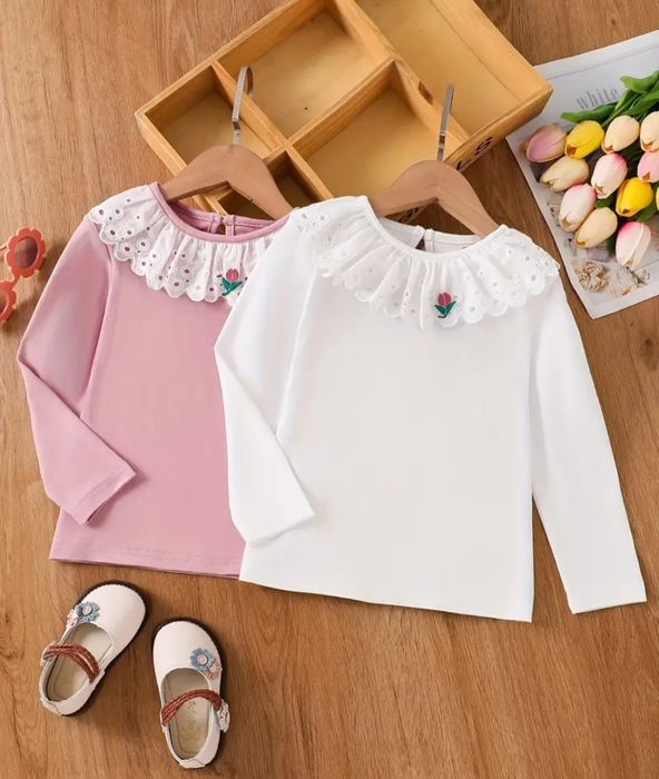 Set Bluze Copii cu Guler din Dantela / 3-4 Ani