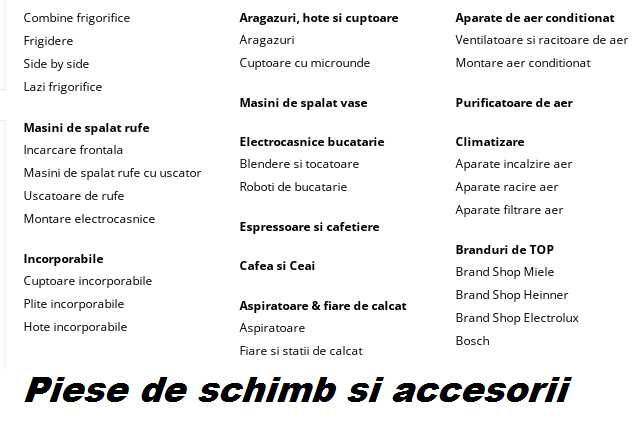 Piese de schimb si accesorii aparate electrocasnice