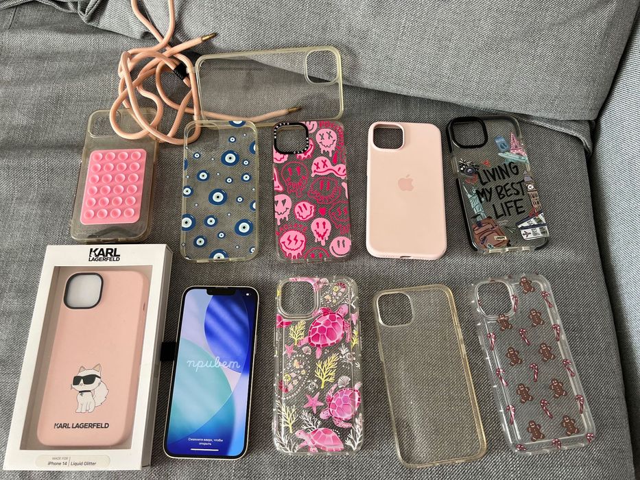 iPhone 14 white 128GB + 10 калъфа