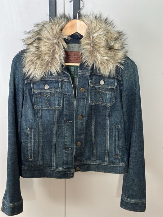 Geacă denim Ralph Lauren Jeans Co. S, guler blană detașabil