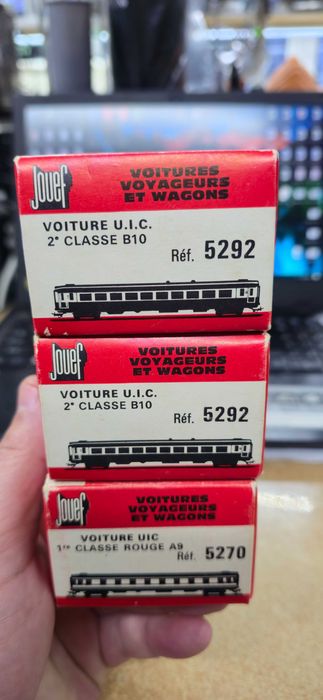 Set 3 vagoane tren Jouef H0 originale – UIC 1° și 2° Made in France