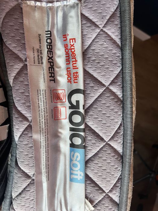 Pat cu somiera si saltea, 120x200, Mobexpert