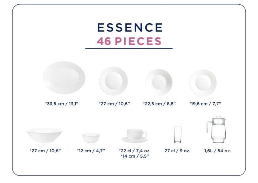 Сервиз чайно-столовый Luminarc White Essence N1220 46 в 1