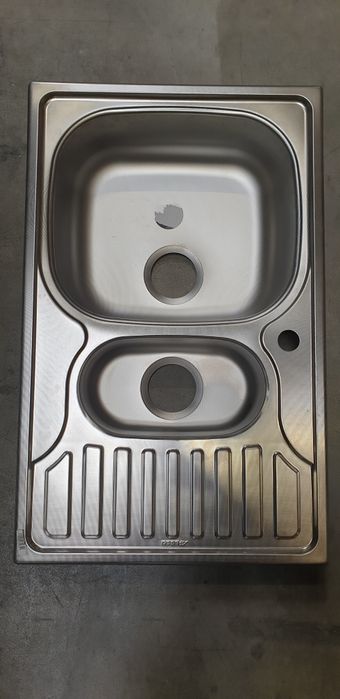 Vand chiuveta din inox panzat cu 2 cuve, NOUA, 78x50 cm