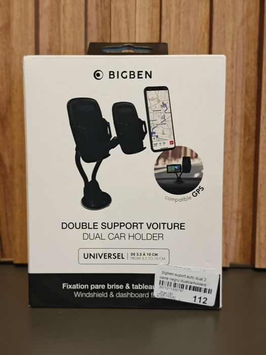 Suport auto Bigben Dual Car Holder – universal, nou, sigilat