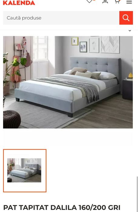 Pat tapițat cu saltea 160x200