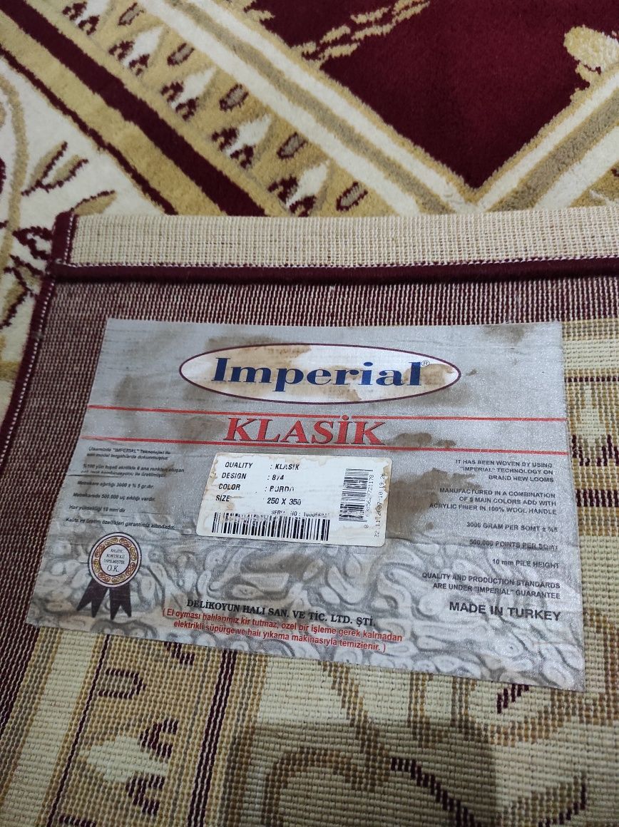 Вълнен турски килим ръчно тъкан Imperial Klasik 2,5x3,5м