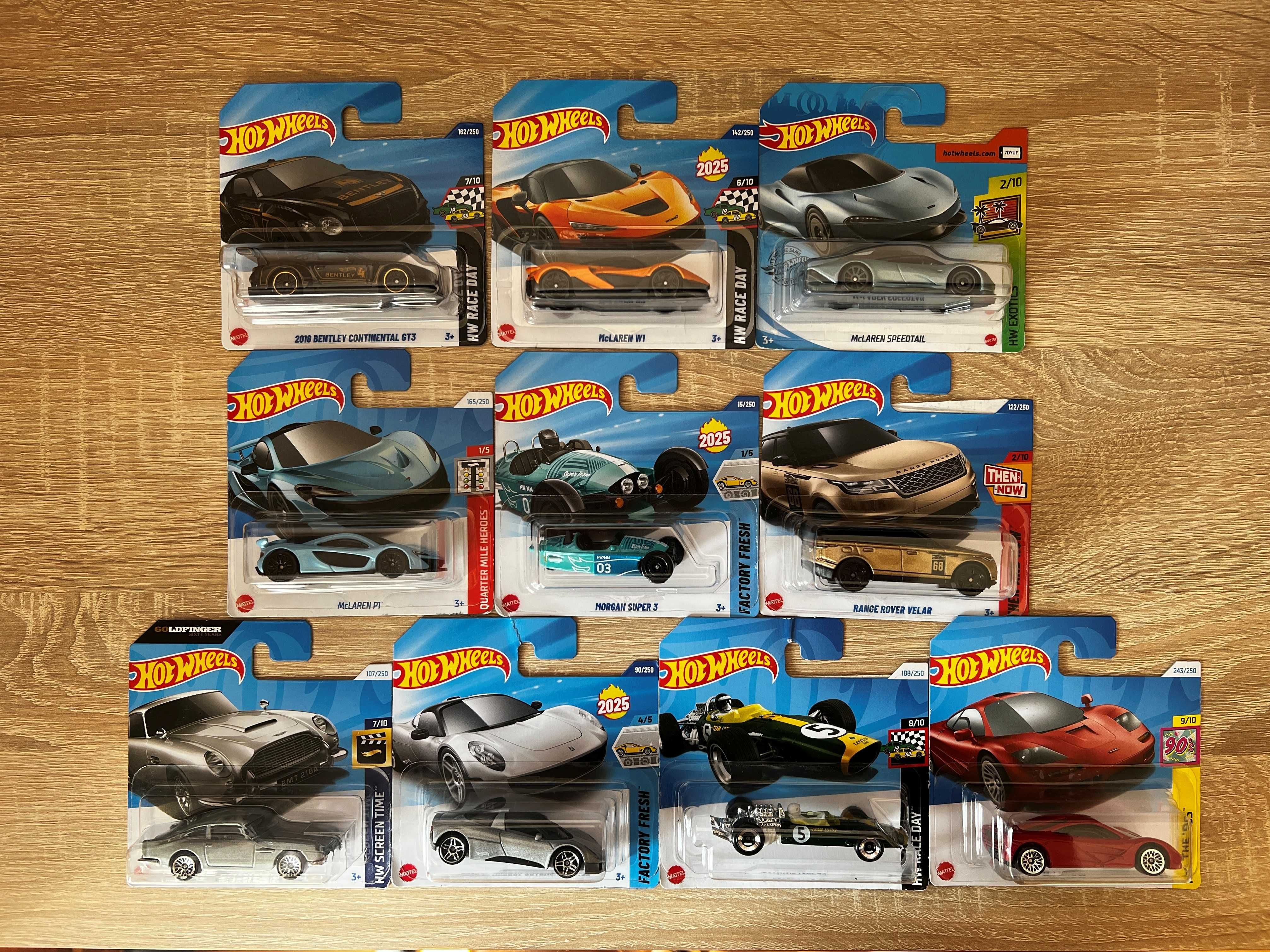 Hot Wheels Velar, McLaren P1/F1, Morgan, Aston Martin, Lotus, GMA T33