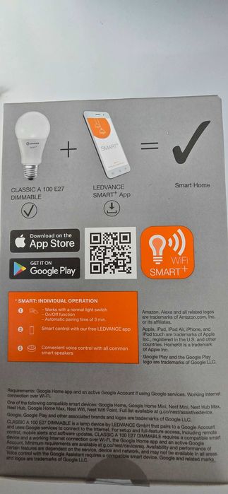 Смарт крушка Ledvance SMART+14W/100w E27 1521lm A60/2700K dimmer wi-fi