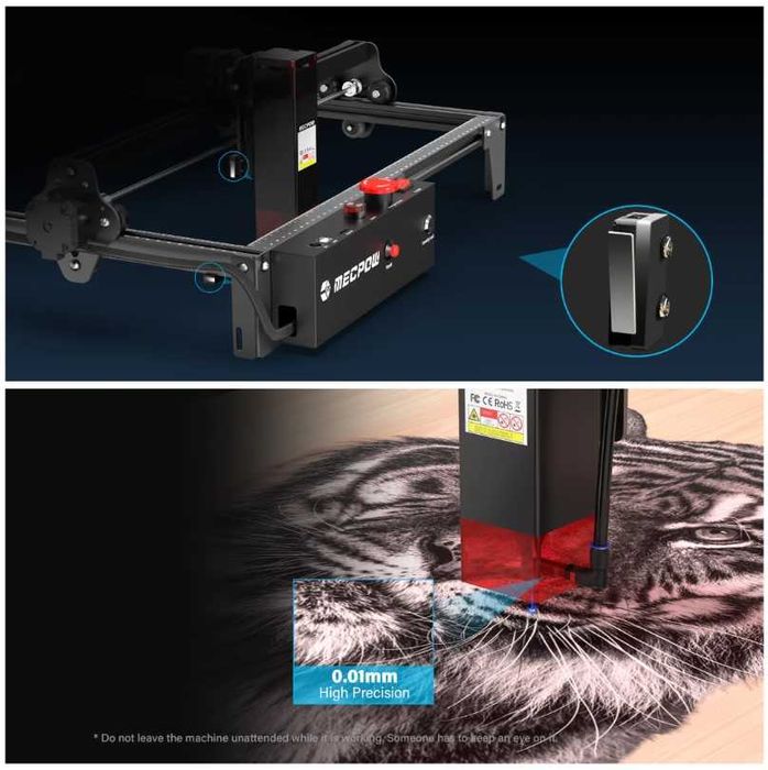 Laser CNC X3 Pro, 10W optic, 410x400mm + Air assist + Fagure - NOU