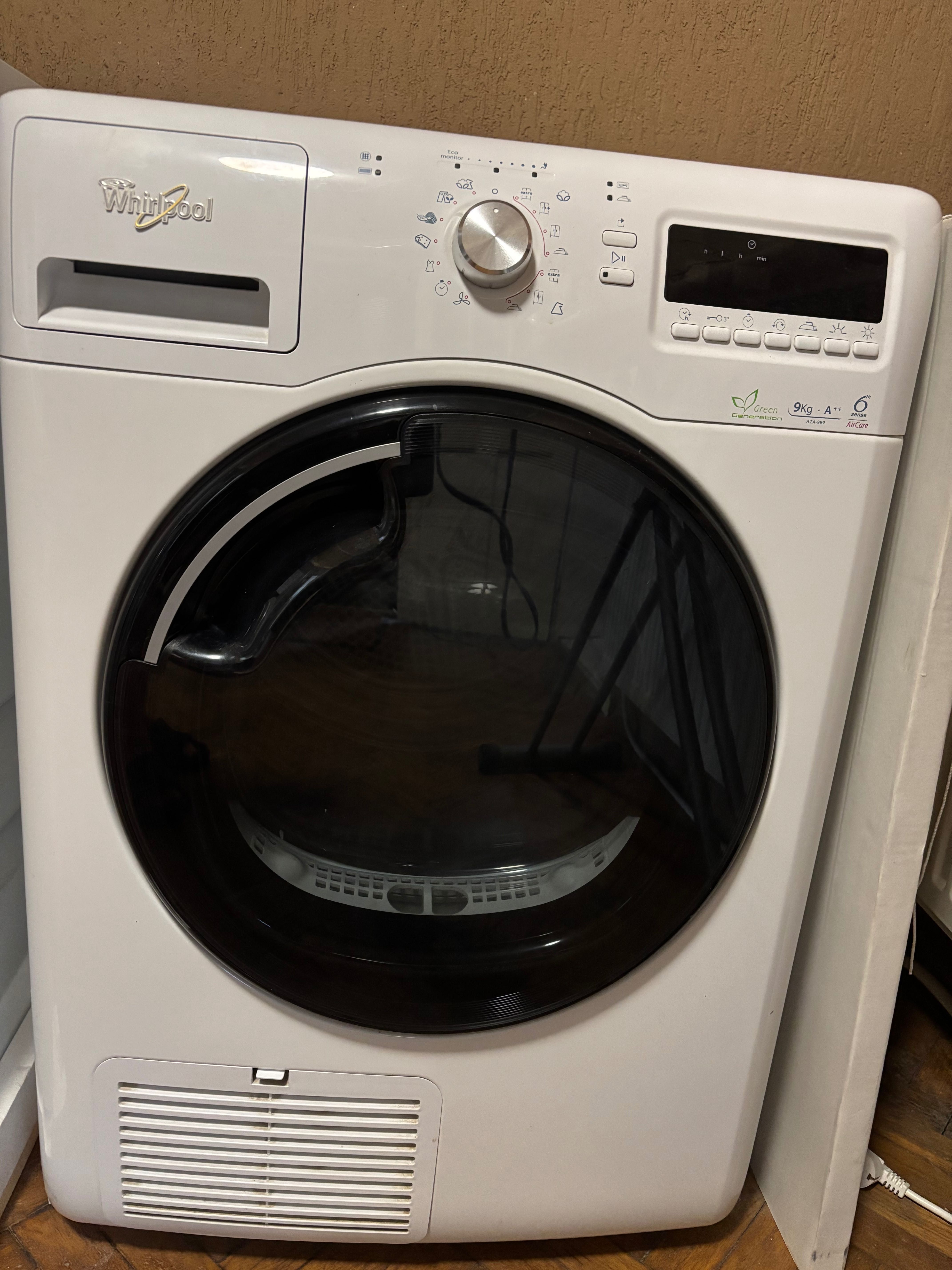 Сушилня Whirlpool 6th Sense Green Generation 9 кг, Клас A++, Бял