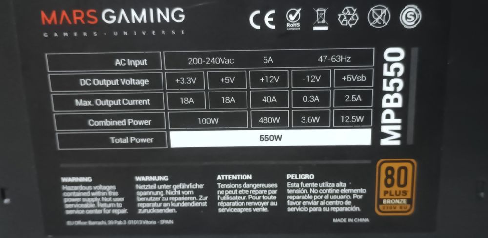 Sursa pc 550w 80+ defecta