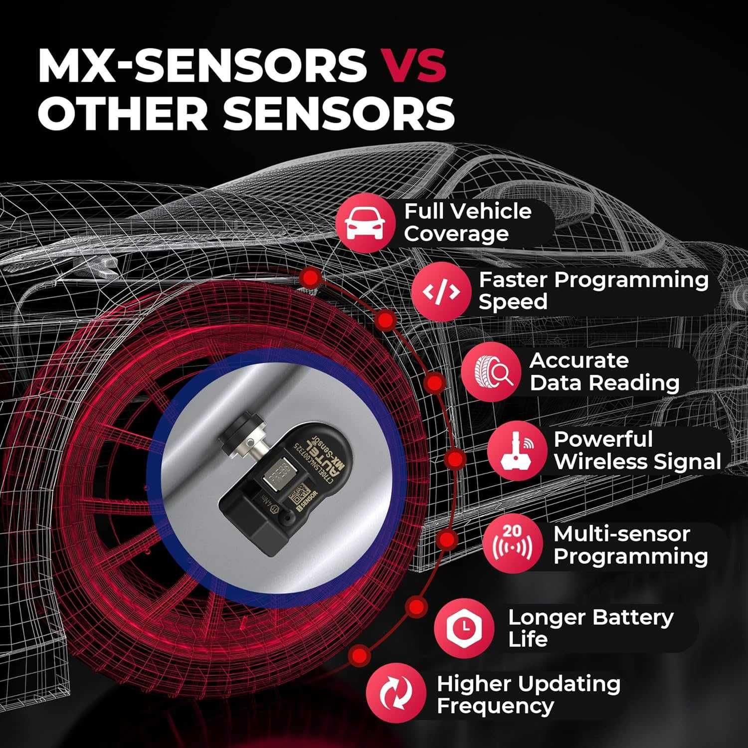 TPMS Датчик за гуми Autel MX-Sensor 433/315MHz, универсален, метален