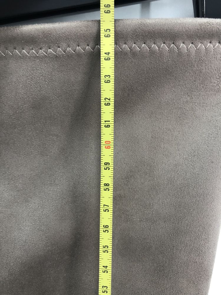 Cizme peste genunchi Guess din piele intoarsa, Negru/Bej, marime 37/39