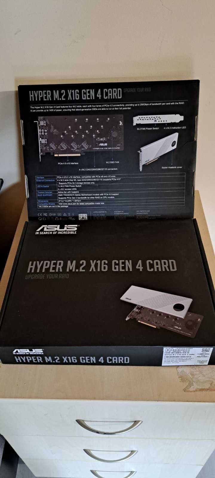 Asus HYPER M.2 X16GEN 4 CARD, PCI-E 4.0(3.0) към 4x NVMeM.2 32 000MB/S