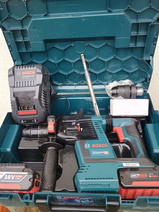 Rotopercutor Bosch gbh 18v 26 f set cu 2 baterii, incarcator,cutie