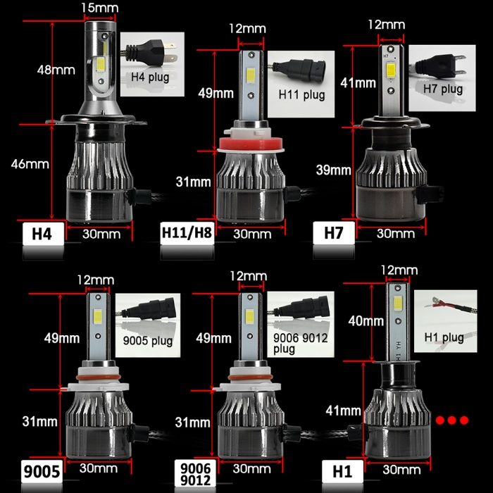 Жълти LED Лед Крушки 3000К - Н7 / Н8 / Н9 / Н11 / НB4(9006)