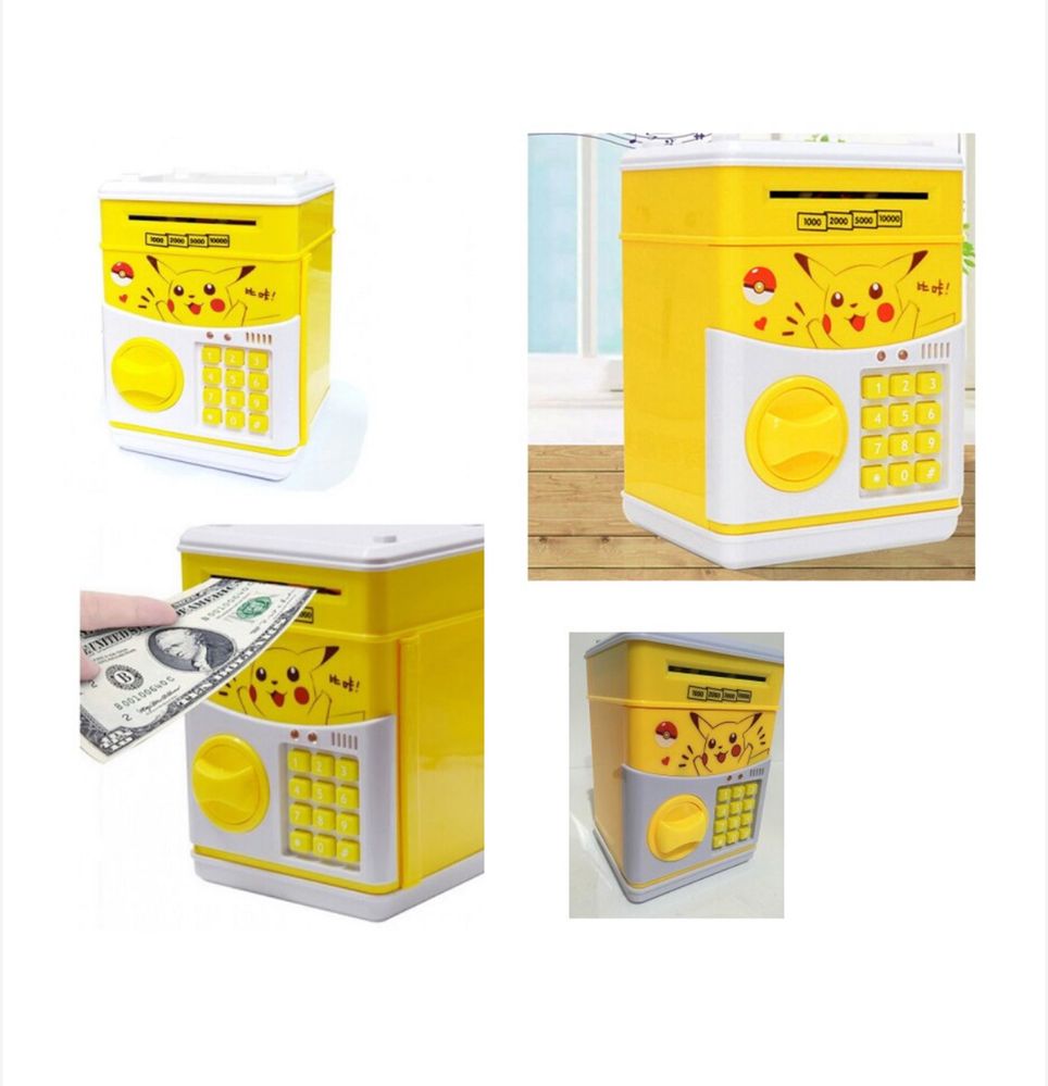 Pusculita Interactiva cu motive Pokemon, pentru copii, cu functie ATM