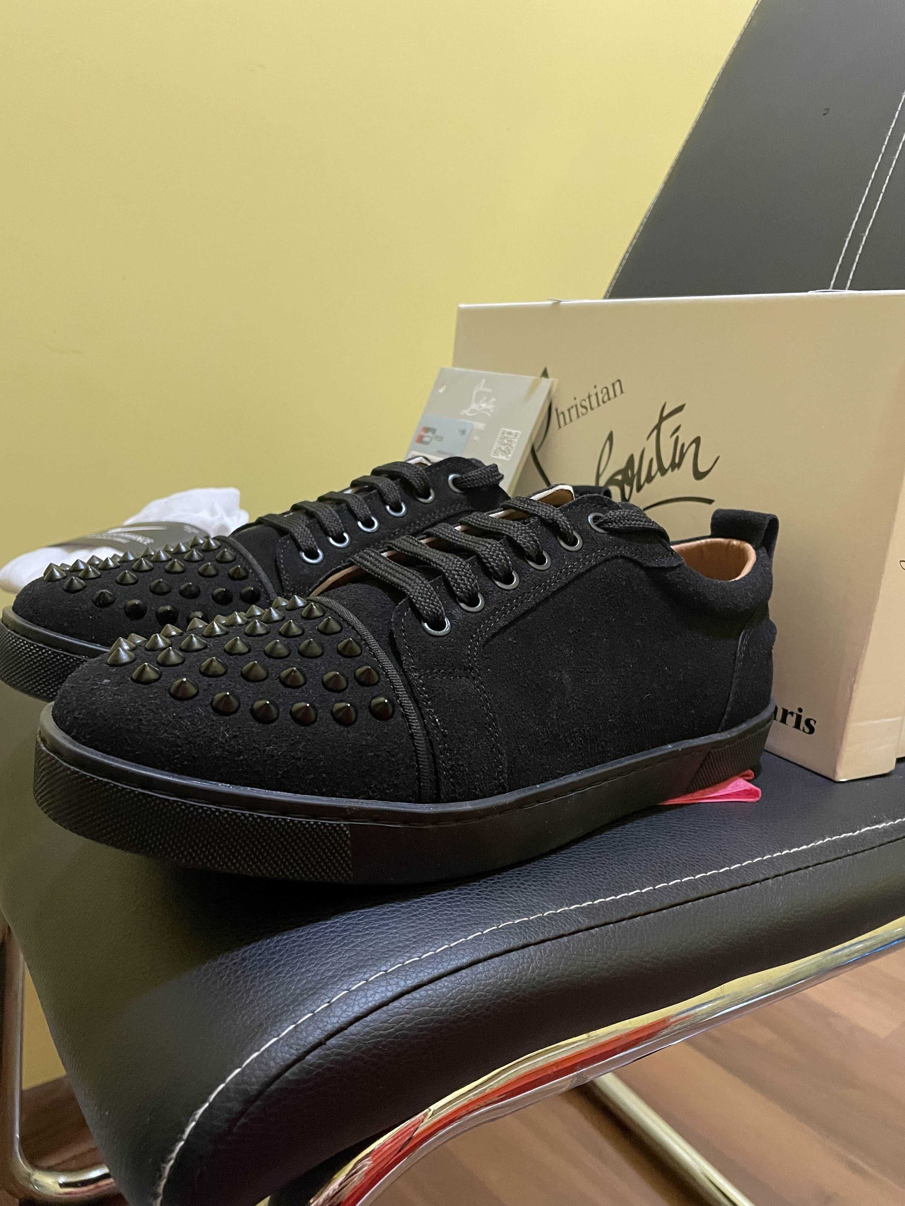 Лоботин/Louboutin Red Bottoms CLASS велур/черни/шипове 40,41,42,43,44