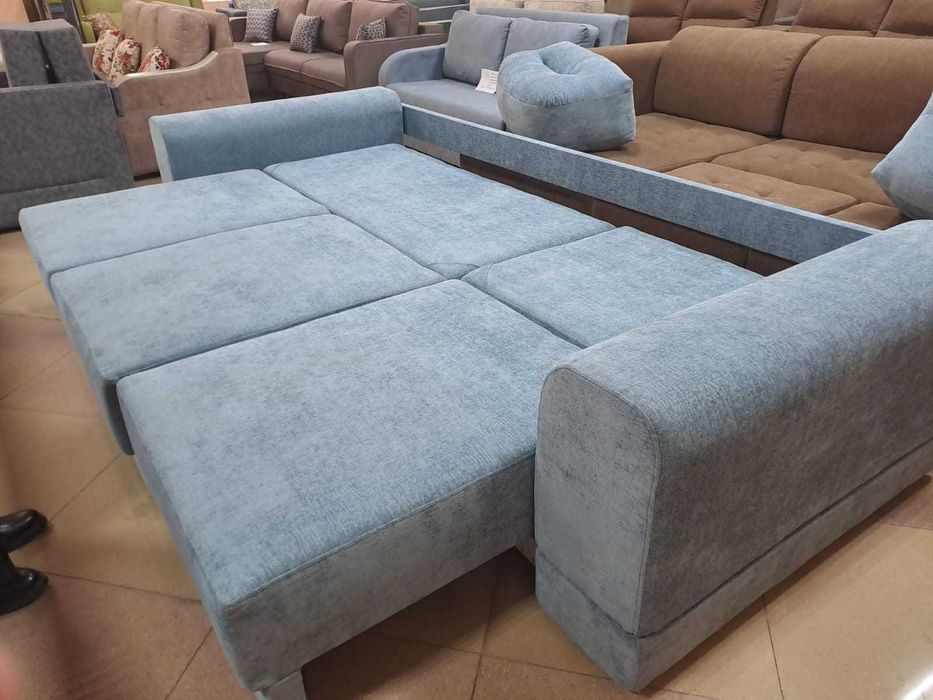 Сероголубой диван угловой без угла